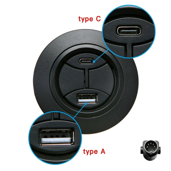 Power Recliner Lift Chairs 2 Button 5 Pin Round Hand Control Handset with USB Type A C Port and Backlight