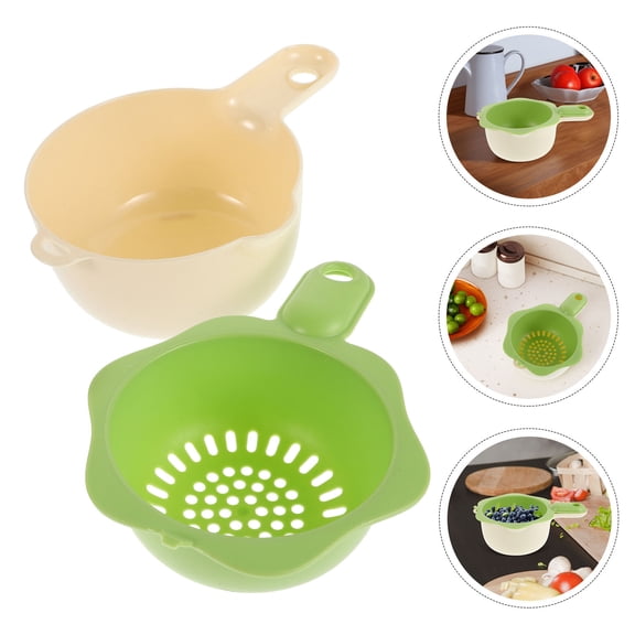 OULII Plastic Colander with Handle for Kitchen Sink, Fruit Washing and Drain Basket