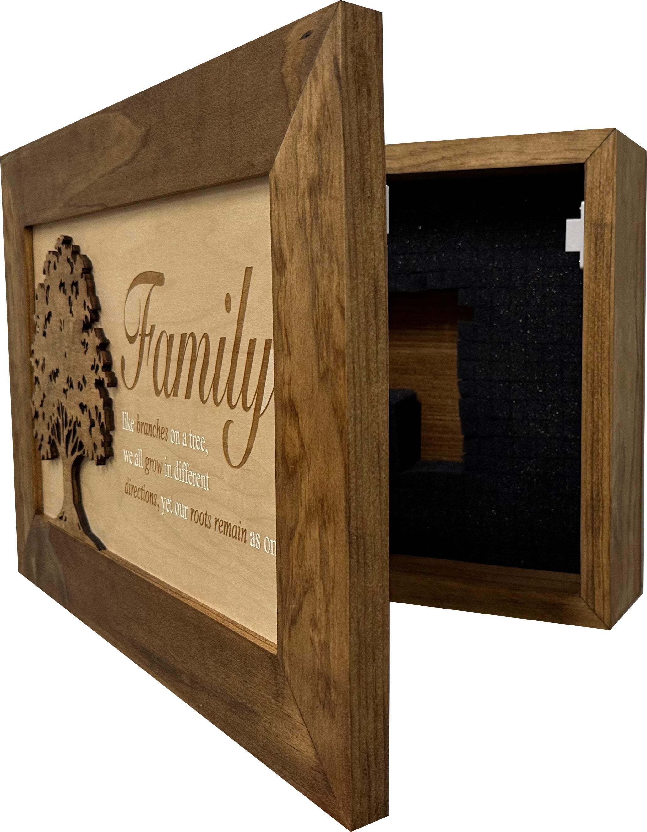 Bellewood Designs Decorative Secured Gun Storage Cabinet with Family Branches (Early American)