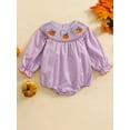 thumbnail image 5 of Loicainy Infant Baby Toddler Girl Halloween Bodysuit 3 6 12 18 24 Months 2T 3T Long Sleeve Round Neck Pumpkin Embroidery Romper Clothes, 5 of 9