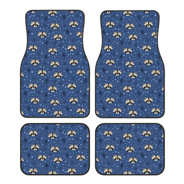 Fotbe Raccoon blue point Juego de 4 Tapetes para Auto con Estampado – Alfombrillas de Goma Reforzada, Diseño Antideslizante, Protección para Todo el Año – Vehículos, Autos, Camionetas y SUVs