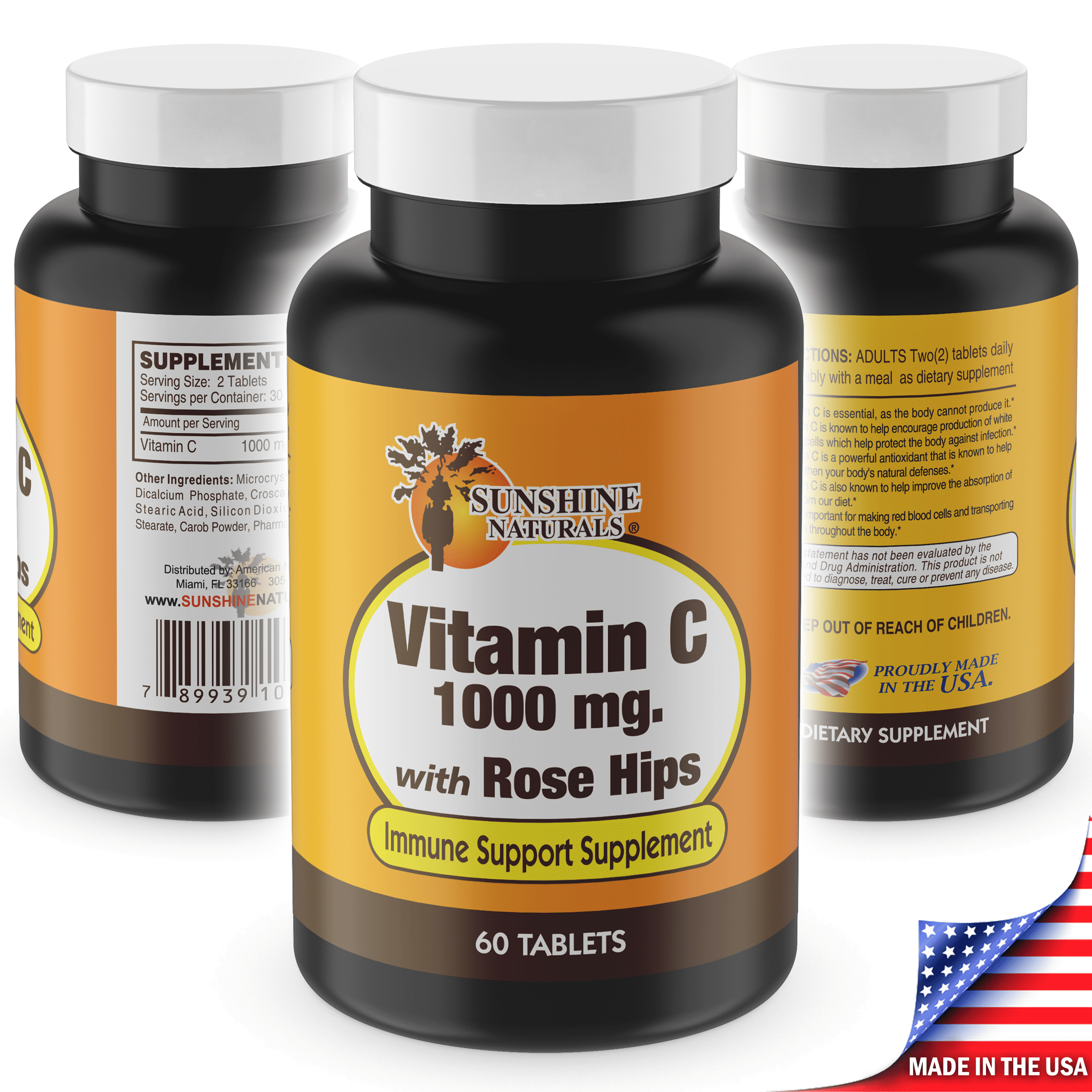 Sunshine Naturals Vitamin C 1000mg Immune System Support, 60 Tablets