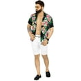 thumbnail image 2 of LA LEELA Men's Hawaiian Shirts Short Sleeve Button Down Shirt Floral Shirt Men Boho Holiday Casual Summer Beach Shirts for Men Funny XL Garland Lei, Black, 2 of 6