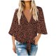 thumbnail image 1 of Moda mujer cuello en V estampado Tops 3/4 manga corbata nudo blusas botón abajo camisas Fridja czfsfas4104, 1 of 4