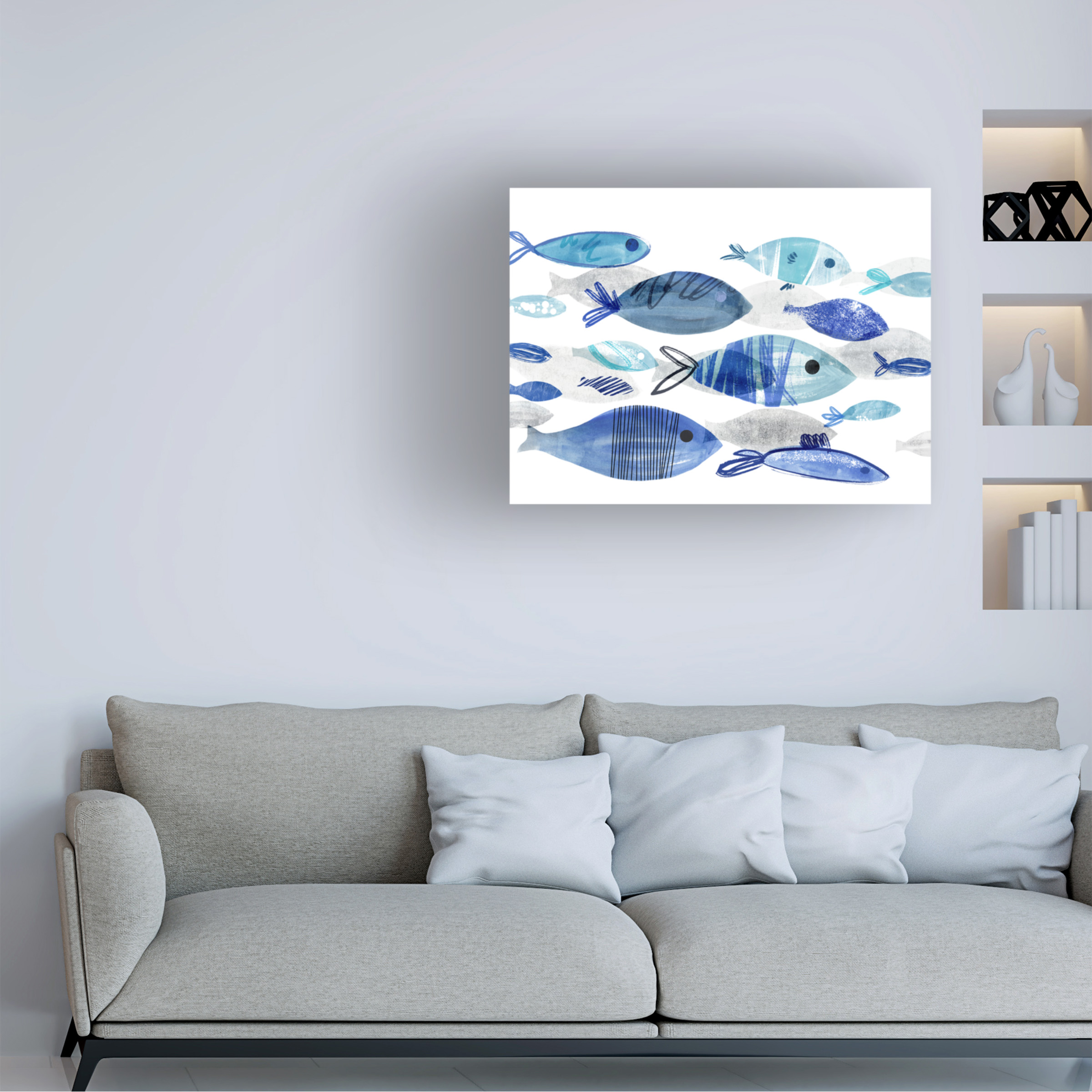 Annie Warren 'Fish Parade I' Canvas Art