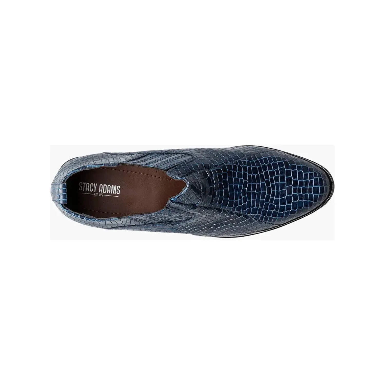 Stacey Adams suede and croc navy blue spat boot Stacy Adams Sandoval Cuban Heel Boot Croco print Navy 25666  main image 4