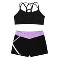 thumbnail image 3 of Haitryli Kids Girls Dance Outfit Gymnastics Crop Tank Camisole with Yoga Shorts Booty Shorts Set B Lavender 10, 3 of 7