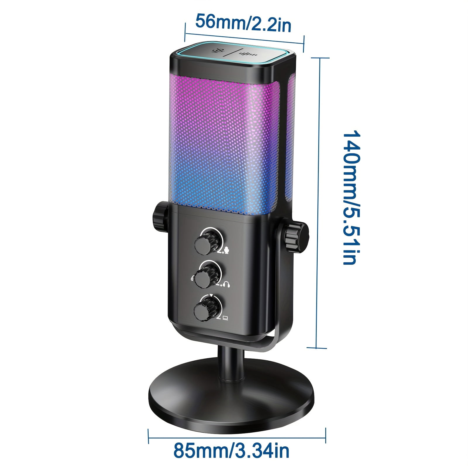 Gaming Microphone: Microphone Condenser Mic for -PC Mic, RGB Lighting, Gain Knob, AI Noise Cancelling for Gamer-Podcast Mic Kit for Streaming Recording Studio YouTube Content Creation Online Chat