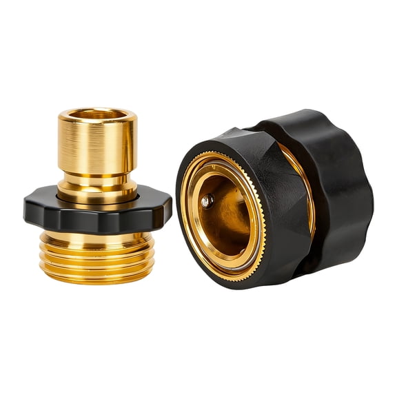 ZHZFKQ Garden Hose Quick Connect,3/4" Quick Connect Hose Fittings,Aluminum Alloy Hose Bib Hose Connector,Gold
