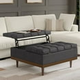 thumbnail image 4 of Simpli Home Mariah 36 inch Wide Contemporary Rectangle Lift&nbsp;Top Table Storage Ottoman in Slate Grey Polyester Linen, 4 of 15
