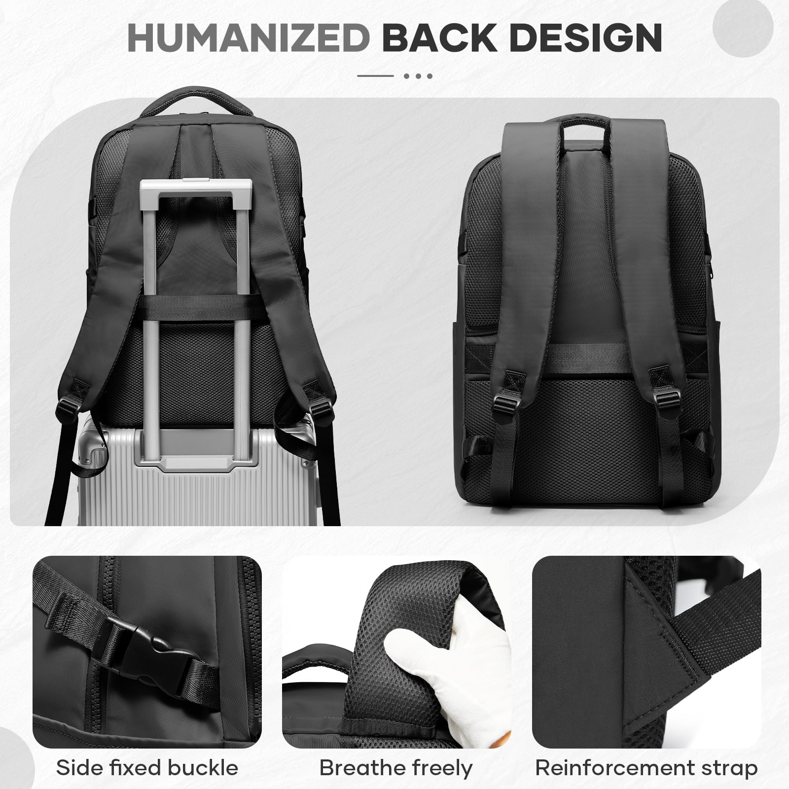 SYCNB Waterproof Lightweight Travel Backpack for Women, Laptop Backpack with Charging Port for College Student, Airline-Approved Carry On Backpack, Personal Item Travel Bag with Shoe Pouch Black