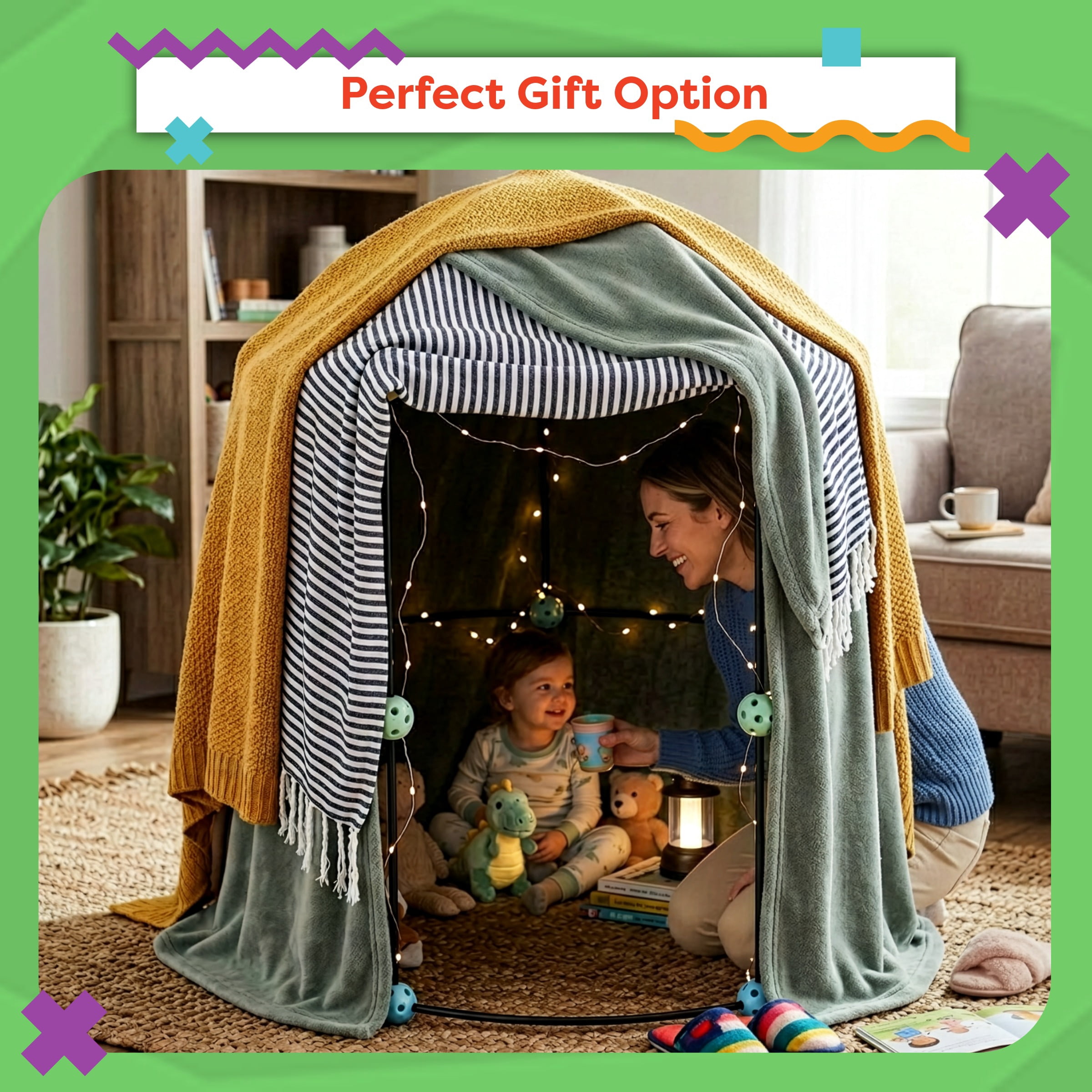 Flexible Construction Fort Building Set - Build and Play Kit for Indoor and Outdoor Use By Hey! Play!