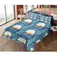 thumbnail image 4 of Ambesonne Emoji Fitted & Top Sheet Set with Sham, Swimming Sportsmen Hobby Art, Indigo Seafoam and Blue, 4 of 5