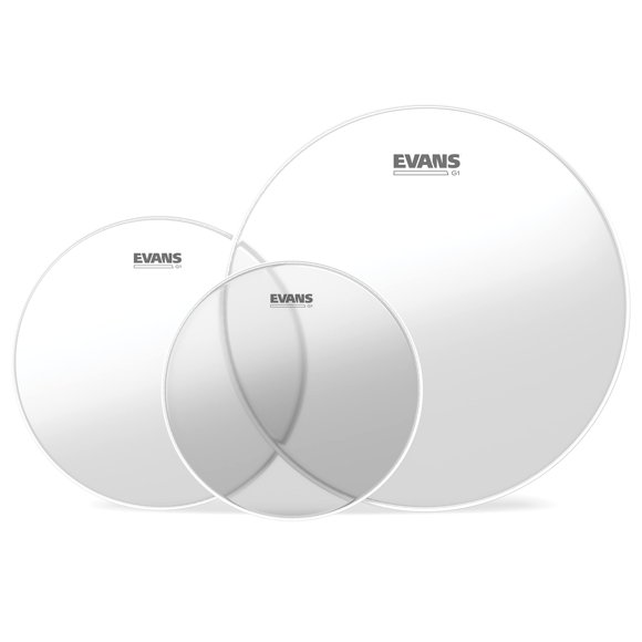 Paquete Drum Heads Evans G1, transparente, estándar (30 cm, 33 cm, 40 cm)