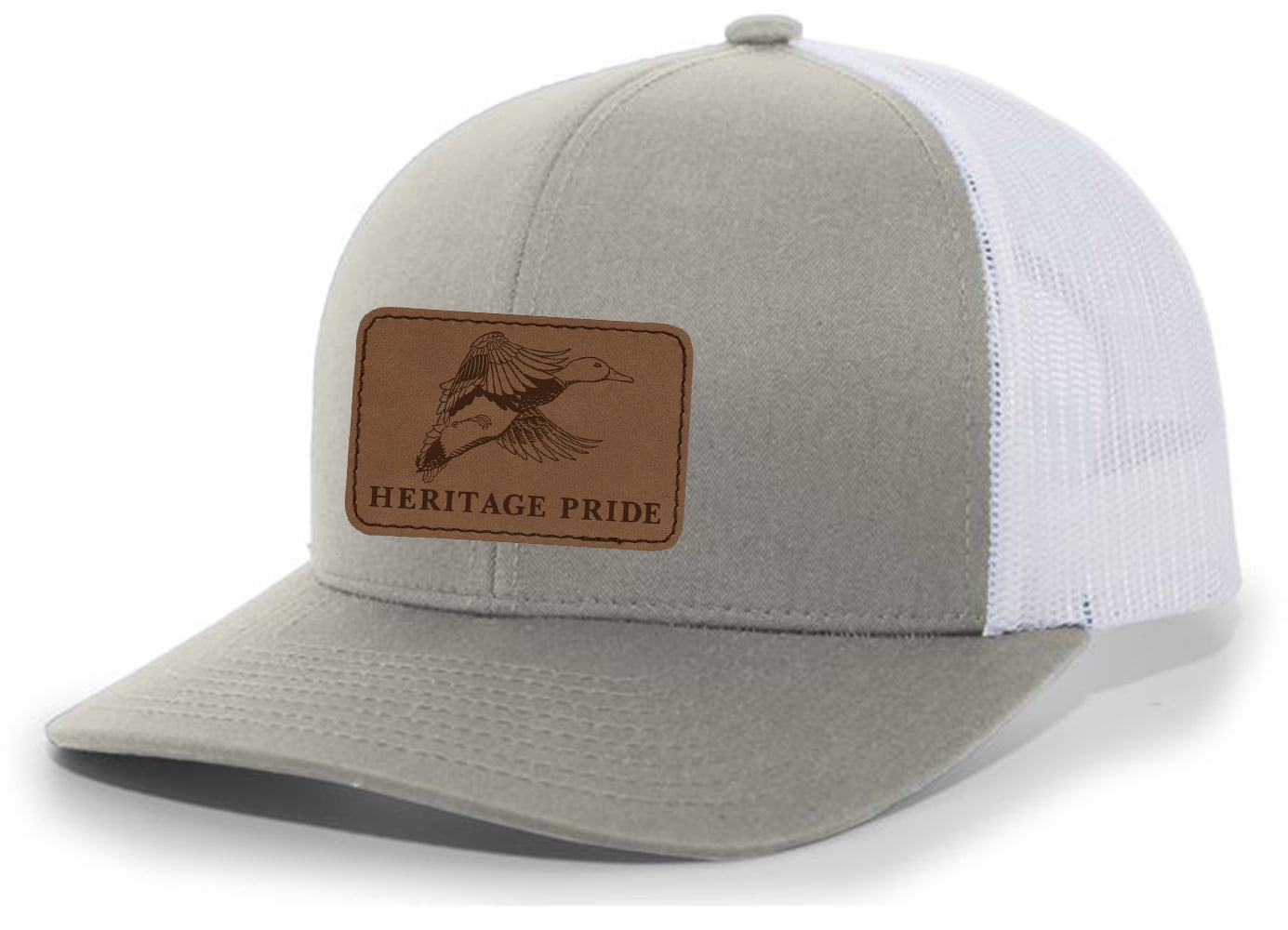 Heritage Pride Flying Duck Engraved Leather Patch Trucker Hat - Mesh Back Baseball Cap, Adjustable, Black, One Size - View #9