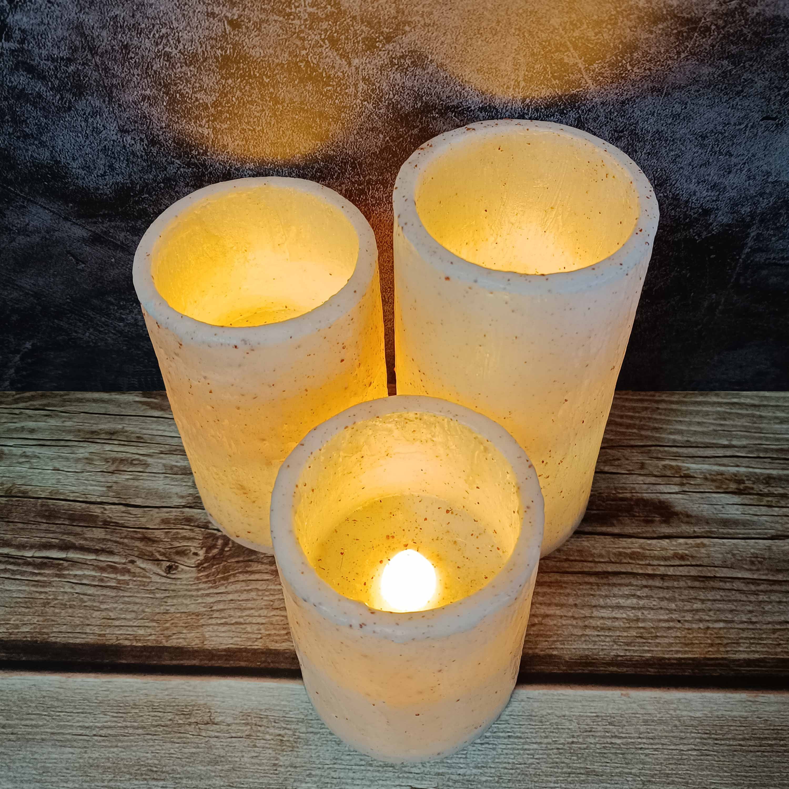 FCMSHAMD Flickering Flameless Candles with Remote Timer, 4" 5" 6" Realistic 3D Flame Retro countryside Pillar LED Candles,Battery Operated Candles for Wedding Home Decoration, Christmas,3 Pack
