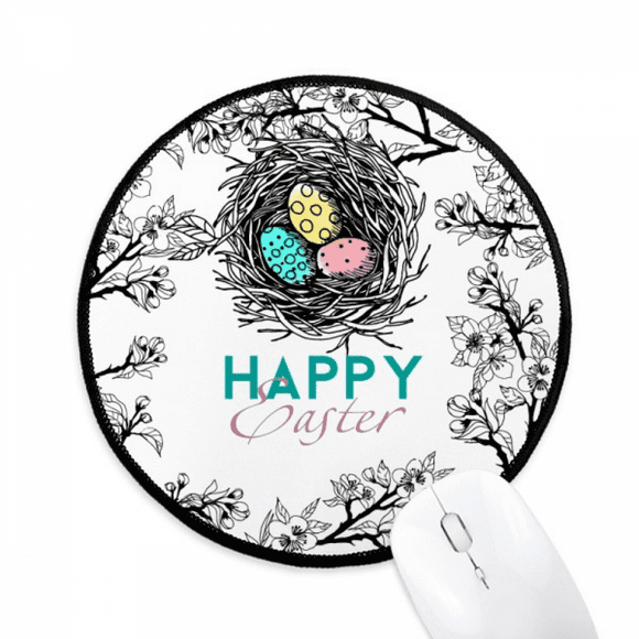 Happy Easter Festival Egg Nest Mouse Pad Desktop Office Round Mat for Computer