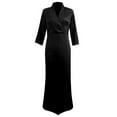 thumbnail image 5 of Formal Dresses for Women Satin Long Sleeve V Neck Stand Collar Slim Fit Maxi Bodycon Dress Wedding Guest Dress, 5 of 5