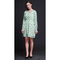 thumbnail image 4 of Bimba Vert Mignon Dahlia et Rose Floral Tunique pour Femme Haut à Manches Longues Boutonné Imprimé Robe Courte Décontractée-Petit, 4 of 7