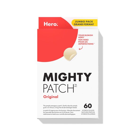 Hero Cosmetics Mighty Patch Original – Patch Hydrocolloïde contre l'Acné, Autocollants de Nuit pour les Imperfections d'Acné & Boutons pour Peau Sensible