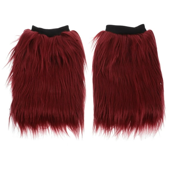CIMAXIC Faux Fur Leg Warmers For Women 1 Pair Red Acrylic Fibers Warmth Stage Performance