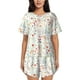 thumbnail image 1 of Balery Wildflower Watercolor 4 Conjunto de Pijama para Mujer con Estampado, Dos Piezas de Manga Corta y Shorts, Ropa de Dormir Suave con Cuello Redondo y Bolsillos-Small, 1 of 6