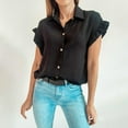 thumbnail image 1 of Womens Buttons Turndown Collar Ruffle Sleeveless Summer Shirts Tops Blouse Tank, 1 of 6