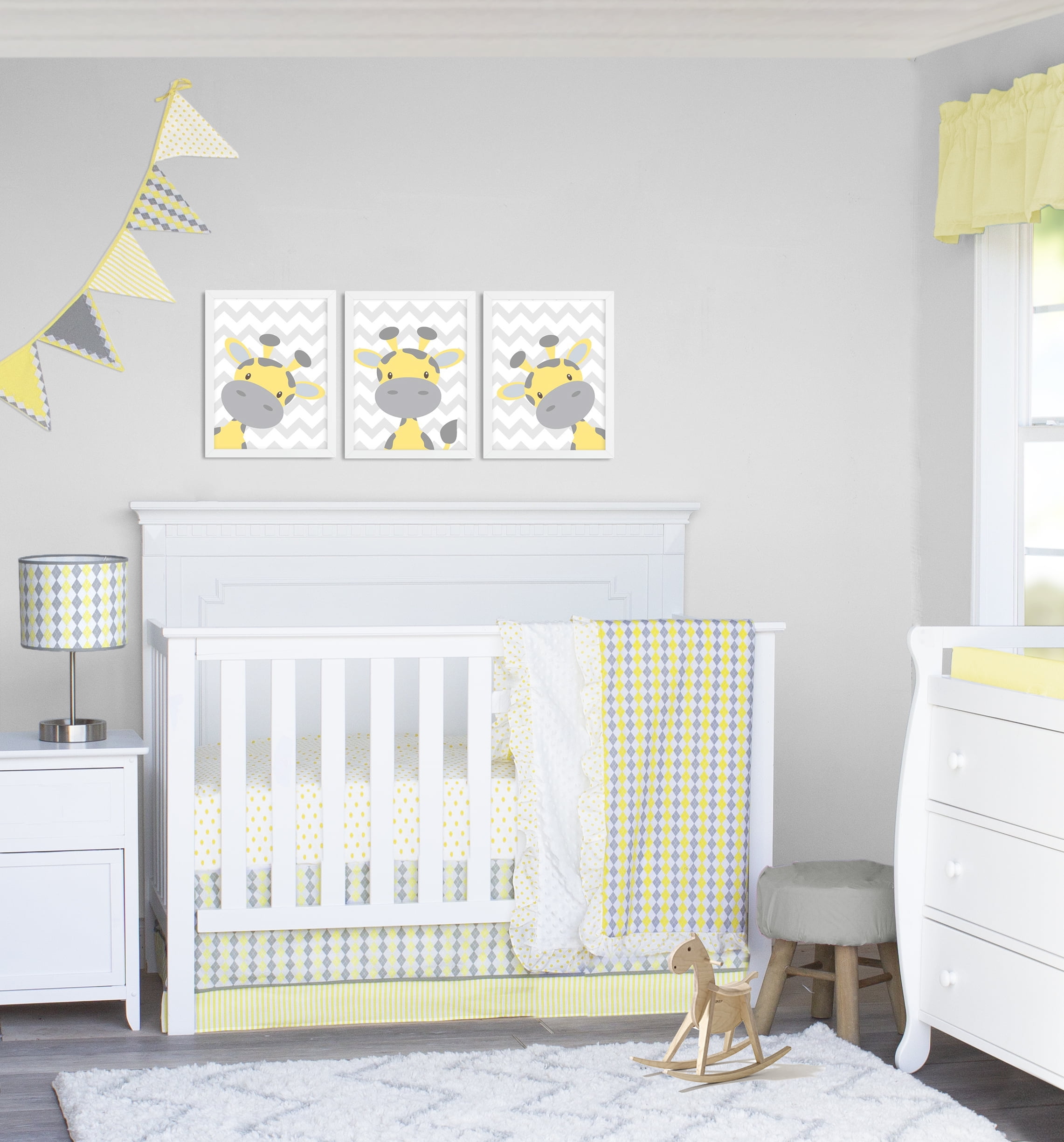 Pam Grace Creations Yellow And Gray Argyle 4 Piece Crib Bedding