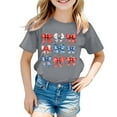 thumbnail image 4 of MIXUE Tween Girls Tops & T-Shirts Summer Fourth Of July Independence Day Bowknot Print Round Neck Short Sleeve Casual Party T Shirts Daily-Wear,Gray,10-11 Years, 4 of 4