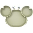 thumbnail image 1 of (verde té de cangrejo)assiette Pour Bb Silicone, Plaque D'alimentation Antidrapante Pour Tout-petits Les Enfants Avec Une Forte Aspiration, Adapt Au La, 1 of 5