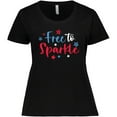 thumbnail image 3 of Inktastic 4th of July Free to Sparkle in Red White and Blue Women's Plus Size T-Shirt, 3 of 5