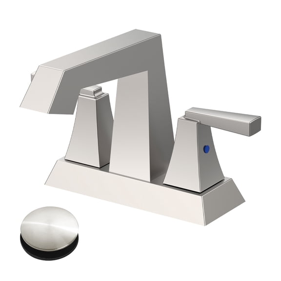 Cobbe 2-Handle Modern Bathroom Sink Faucet 4-Inch Centerset Vanity Faucet Bathroom Faucet with Pop Up Drain and Supply Lines Brushed Nickel
