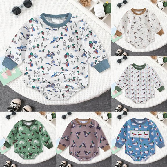 Newborn Baby Bodysuit for 3-6 Months Baby Boy Girl Romper Long Sleeve Bodysuit Baby Fall Winter Clothes Blue