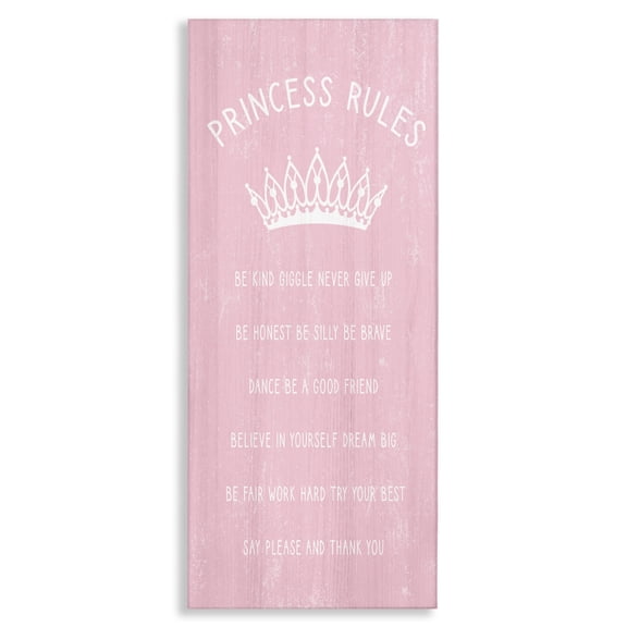 Stupell Industries Cottage Pink Princess Rules Sign Kids Motivational Phrases Listed Canvas Art, 10 x 24, by Lil' Rue