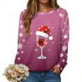 thumbnail image 6 of Gubotare Women's Sweatshirt Christmas Tree Graphic Cute Shirt Long Sleeve Crew Neck Pullover Top Lightweight Casual Shirts Women's Casual Christmas Tops (Pink,XL), 6 of 9