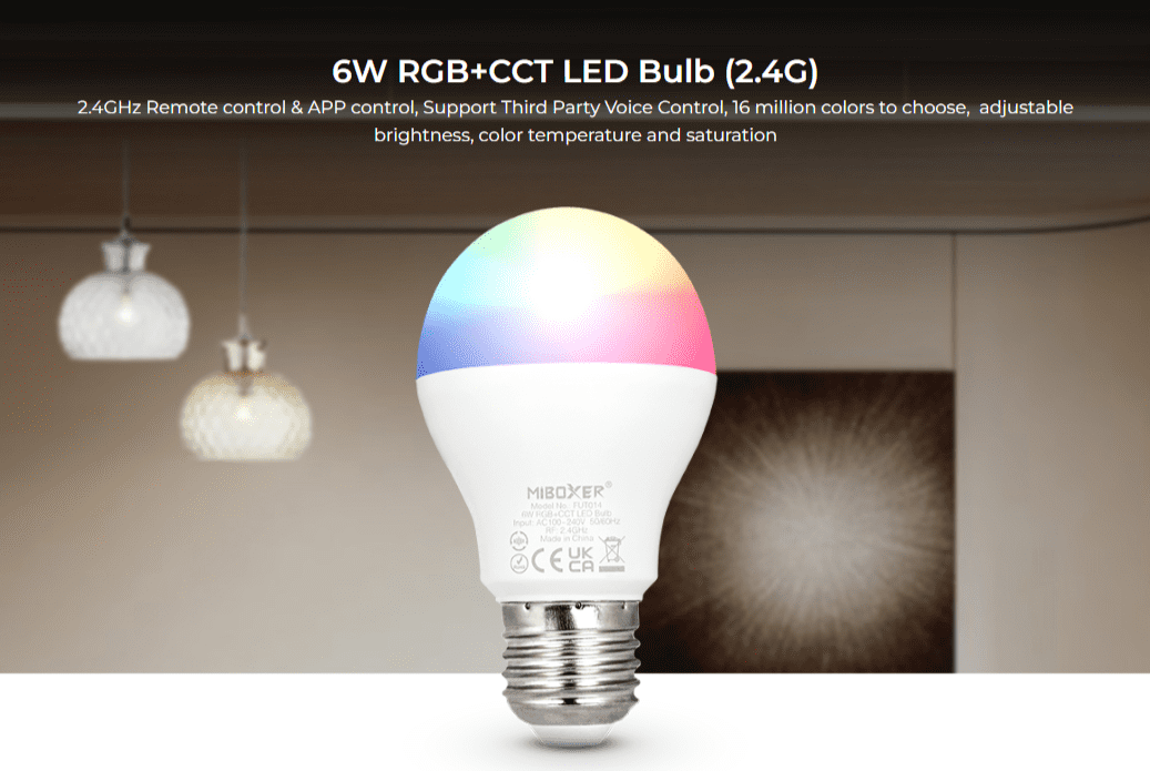 FUT014 E26 - 6W RGB+CCT LED Bulb (2.4G)