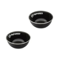 Petromax Enamelware Dinnerware Bowls, Traditional Lightweight Enameled Steel Tableware for Kitchen and Camping, 2 Pack for Hot or Cold Food, 5.4 oz, Black