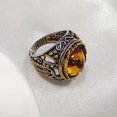 thumbnail image 5 of YUEHAO Accessories Rings Vintage Large Oval Natural Stone Rings Mens Vintage Inlaid Yellow Red Zircon Ant Rings Womens Wedding Rings Yellow 10, 5 of 8
