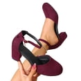 thumbnail image 3 of GERsome Women's Low Chunky Heels Closed Toe Ankle Strap Work Office Wedding Party Dress Pump Shoes, Wine Size 6.5, 3 of 9
