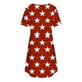 thumbnail image 7 of Gamivast Dresses for Women Short Sleeve V-Neck Babydoll Mini Dress Star Print A-Line Swing Sundress Casual Summer Holiday Vacation Cute Dress Red XXL, 7 of 7