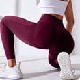 thumbnail image 7 of Mnuaqn Scrunch Workout Leggings for Women High Waisted Butt Lifting V Back Waist Seamless Gym Yoga Leggings Wine for Size XL, 7 of 7