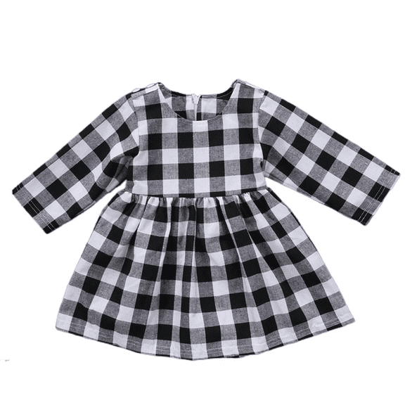 Toddler Baby Girl Dress Plaid Long Sleeve Princess Wedding Party Kids Tutu Dresses Clothes Outfits