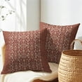 thumbnail image 4 of Red Antique Pillow Covers 18x18 Inch Vintage Floral Block Print Decorative Throw Pillows Set of 2 Retro Turkish Pillowcases for Couch Indoor Outdoor Home Decor, 4 of 6