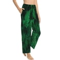 thumbnail image 2 of Naloa Green Leave Fern Print Women’s Ultra-Soft Comfy Pajama Lounge Pants with Pockets & Drawstring, 2 of 8