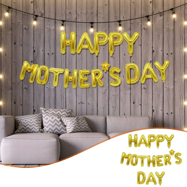 Decoración del hogar, decoración de habitaciones, decoración de paredes. Juego de papel de aluminio para el Día de la Madre. Decoración con letras para fiestas del Día de la Madre, globos metálicos.