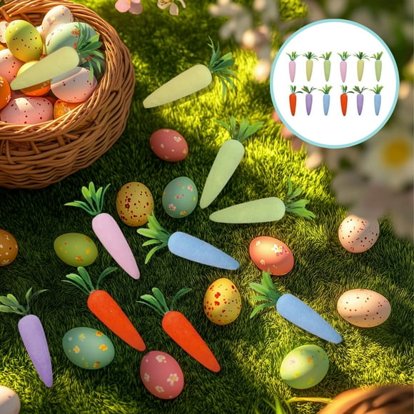 TopLLC Easter Decorations, Easter Ornaments, Easter Gifts 12 Easter Colored Carrots Foam Painted Decoration Flower Arrangement Props Easter Decoration foam Carrot Foam