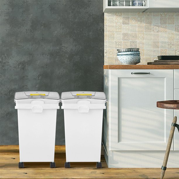 BENTISM Ingredient Storage Bin, Flour Bins On Wheels, 6.6 Gallons