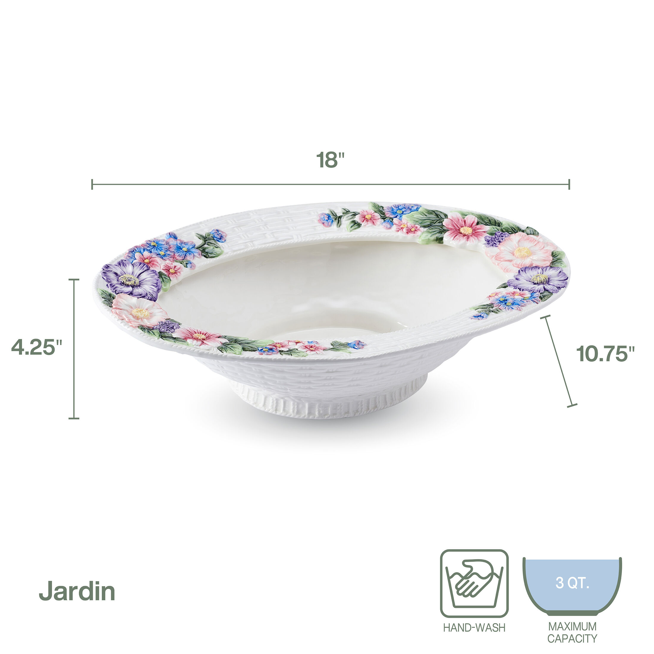 Fitz and Floyd Jardin 18 in Earthenware Bowl