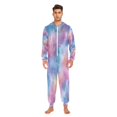thumbnail image 3 of 1 Piece Adult Onesie Pajamas Cozy & Loose-Fit Sleepsuit Loungewear with Pockets Watercolor Powder Blue Pattern XX-Large, 3 of 7