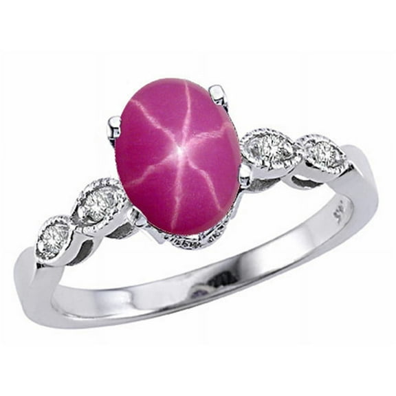 Tommaso Design� Oval 8x6mm Created Star Ruby Ring